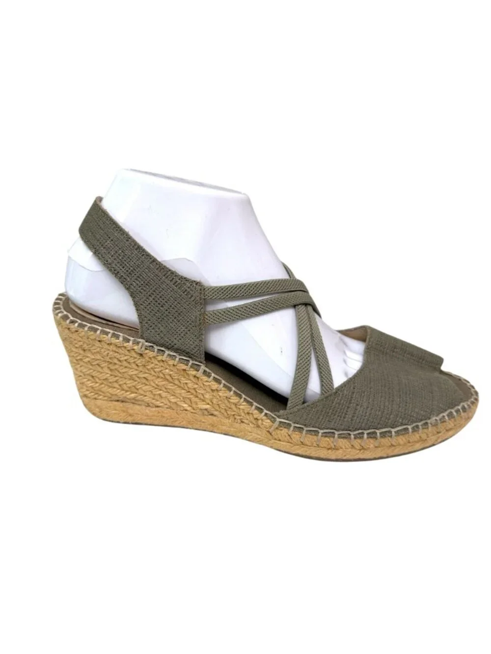ABEO Delano Espadrilles Size 9 Womens Wedge Sandals Green Open Toe Boho Casual